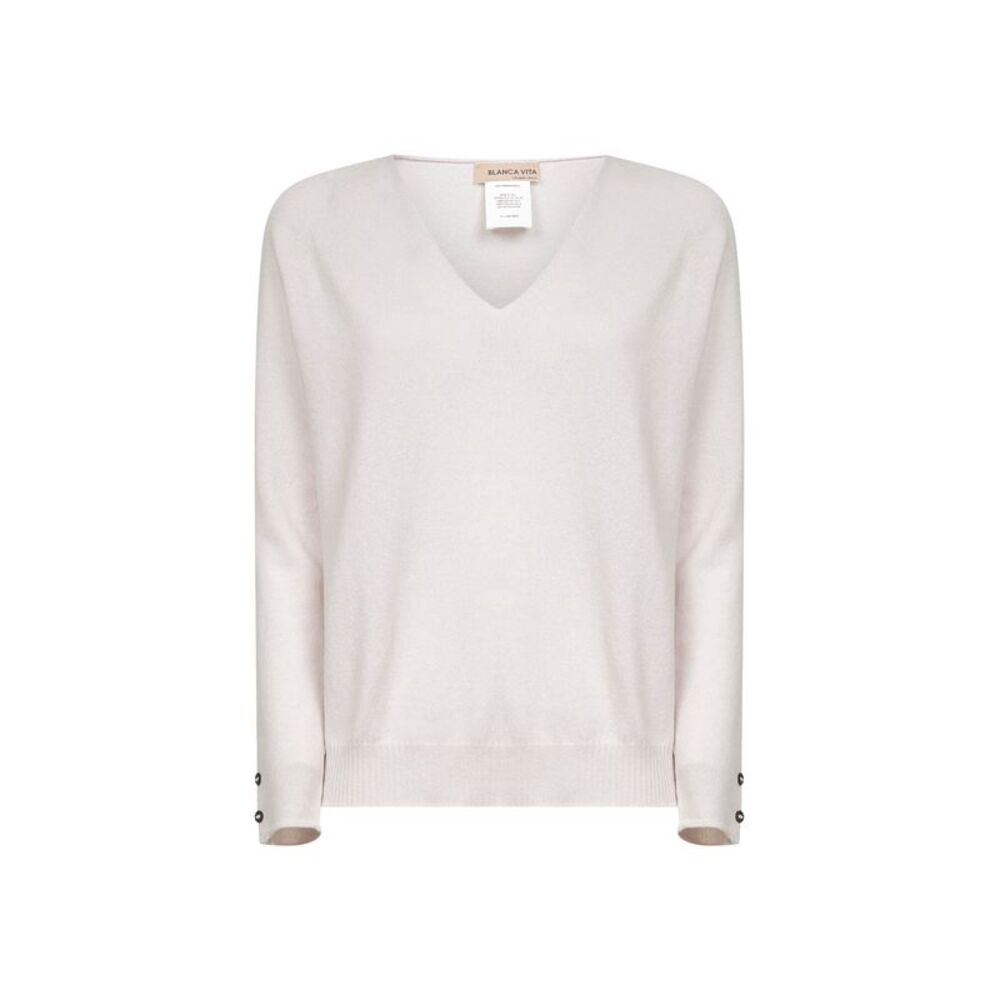 Blanca Vita Women Grey Knit V-Neck Sweater